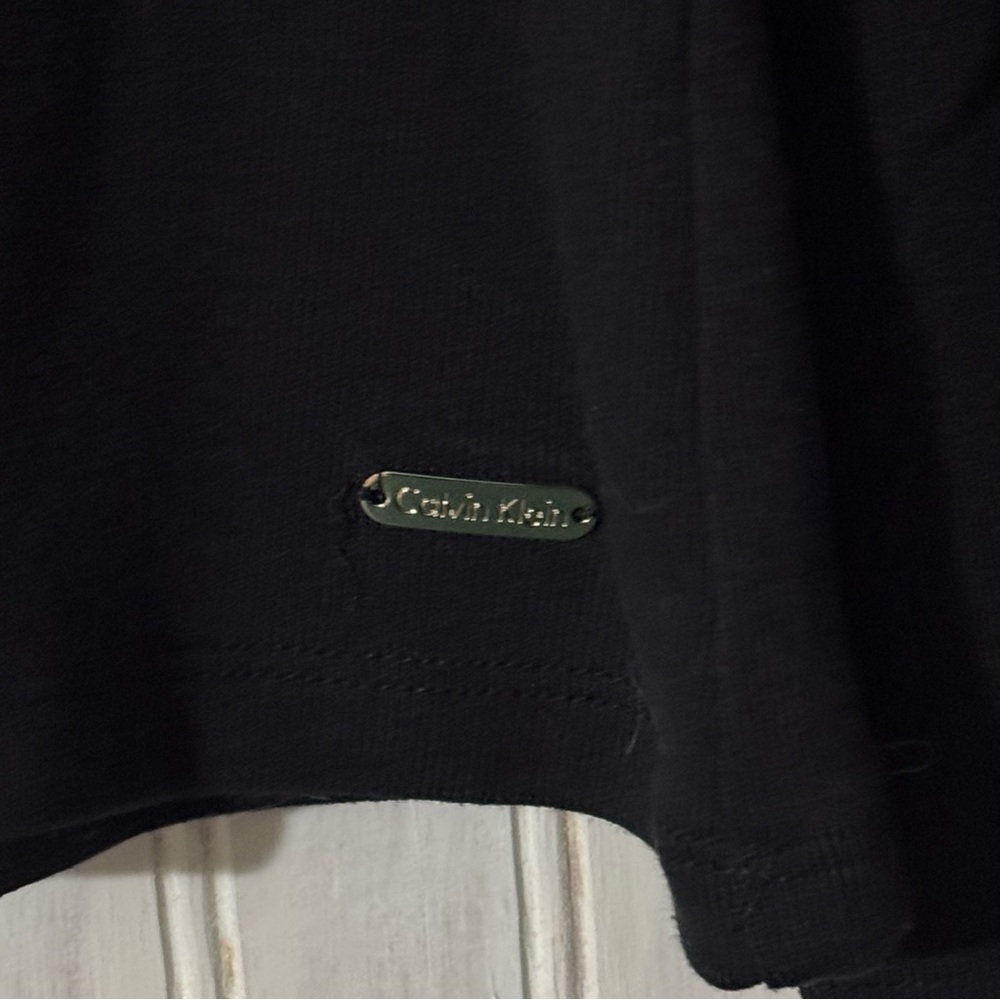 Calvin Klein | Women’s Black Bell Sleeve Round Neck Stretch Blouse Top Size L - Picture 5 of 9